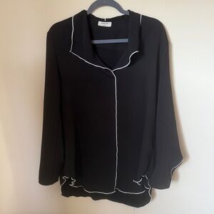 Aritzia Babaton Black Venturi Shirt Long Sleeve Size Large